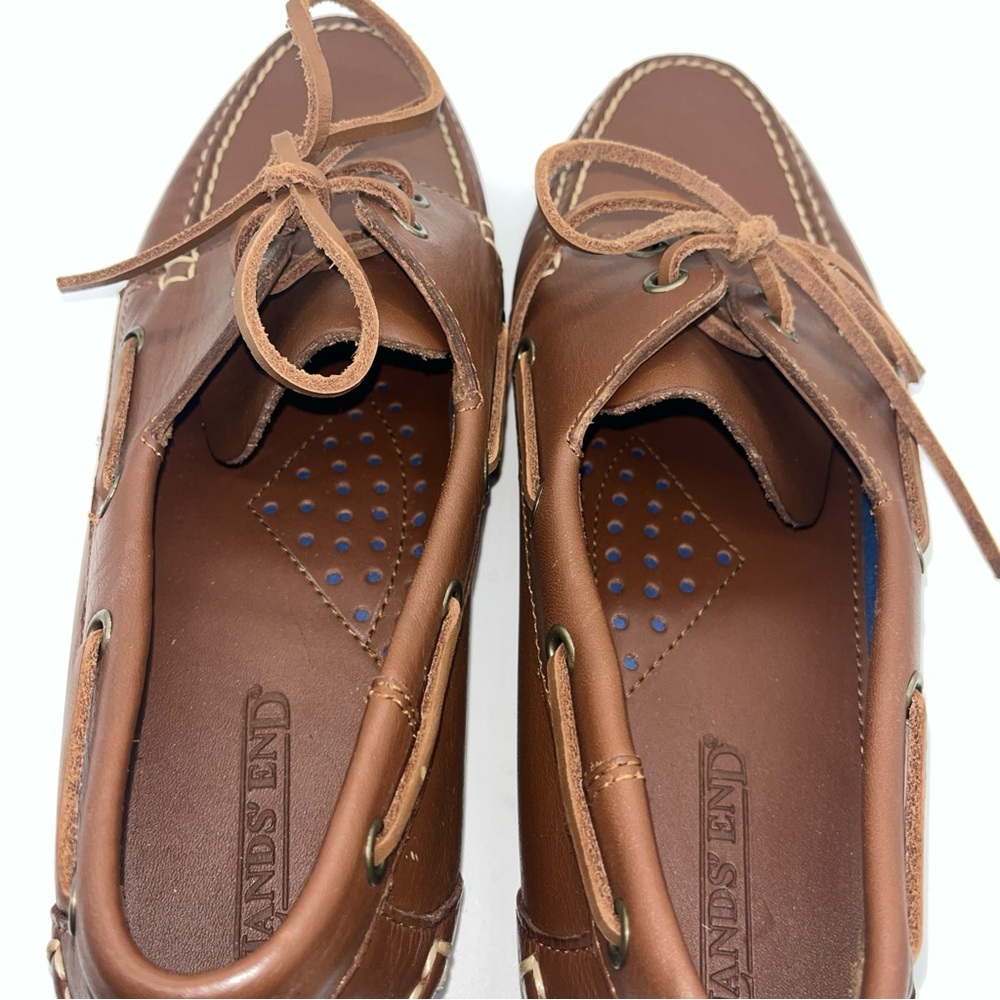Lands End Brown Leather Loafers Driving Shoes Size 10 D. - Picture 7 of 10